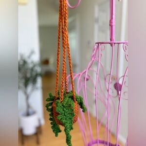 Handmade Crochet Hanging Plant Green Fern Boho Home Decor